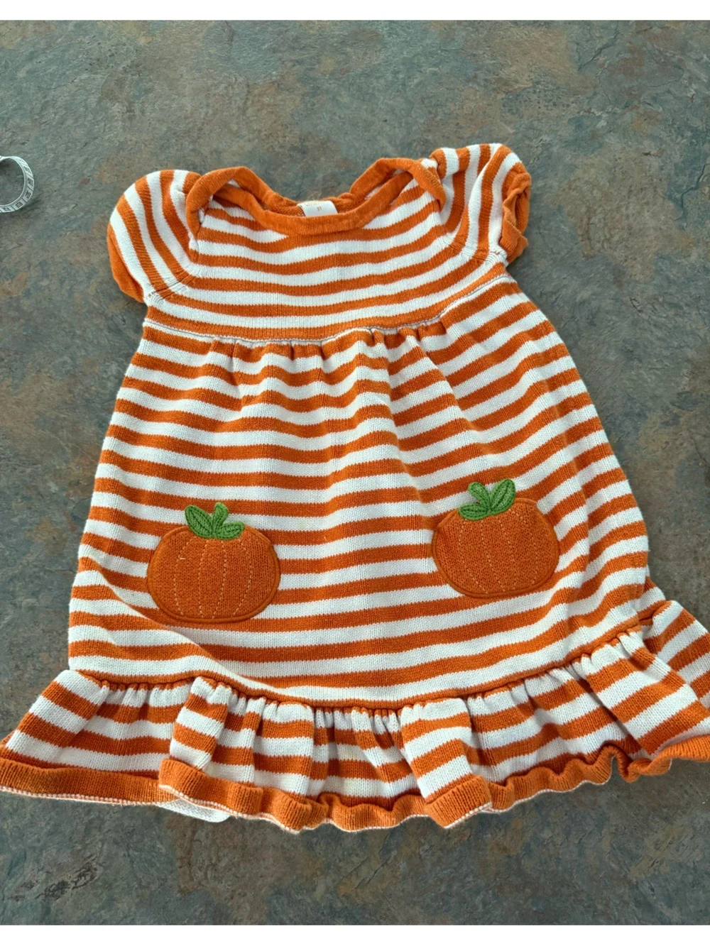 RARE Gymboree Orange and White Striped Dress with Pumpkin Patches